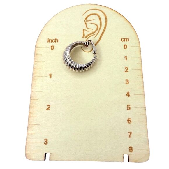 VTG Marcel Boucher Twisted Silver Croissant Hoop Earrings Clip-on Nautilus 8995E - Picture 11 of 11